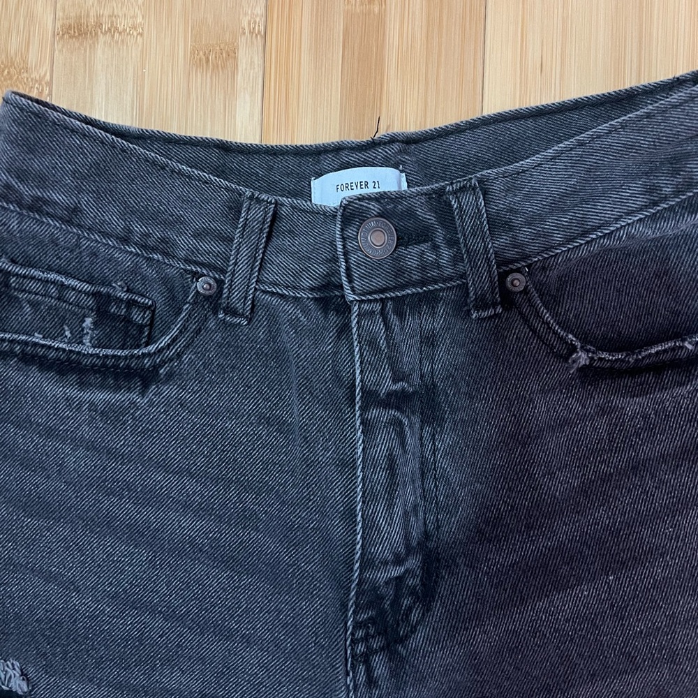 Forever 21 Black Frayed Jean Shorts - Picture 2 of 4